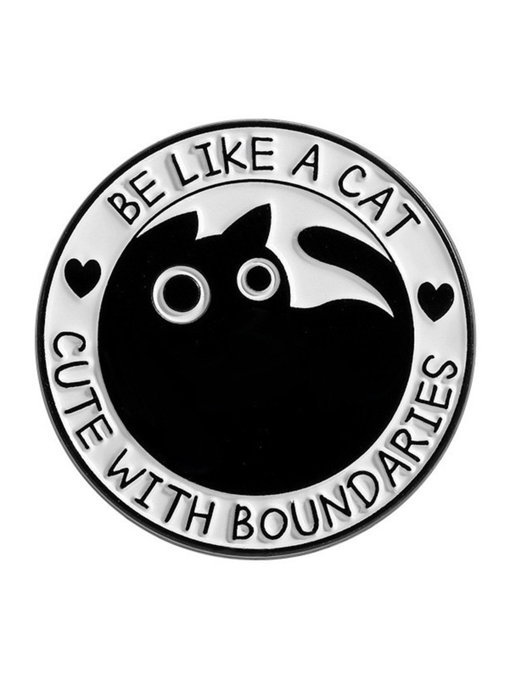 Be Like a Cat Cute With Boundaries Enamel Pin – Funny Black Cat Lapel Pin Badge